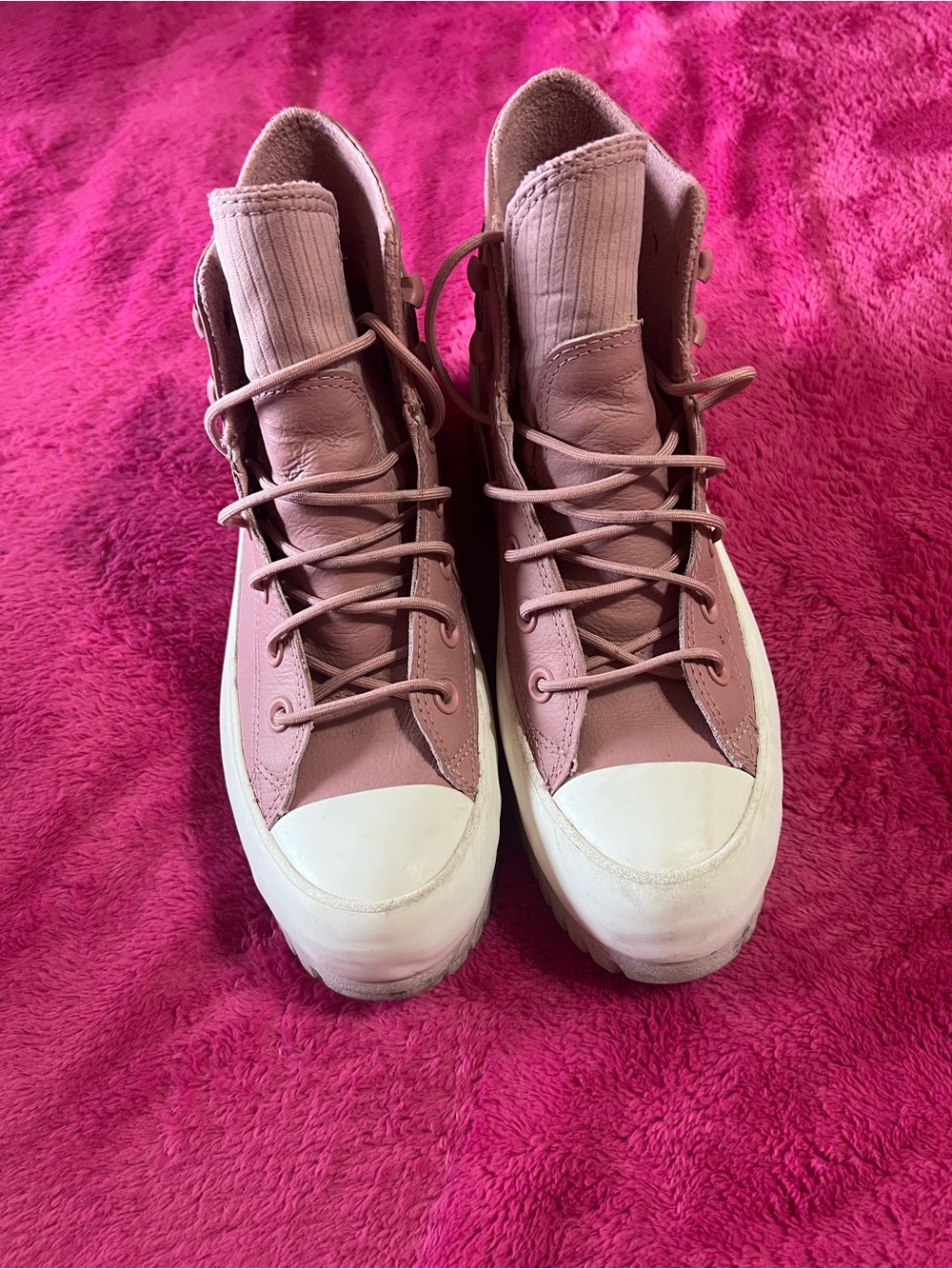 Converse Women's High-Top Sneakers in Dusty Rose and White